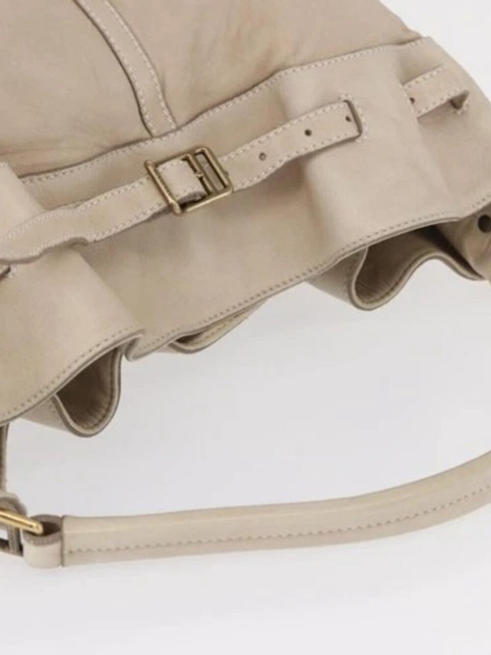 BURBERRY Shoulder Bag Leather Beige Gold Auth - Picture 5 of 16